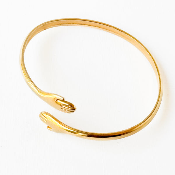 Adjustable Gold Hugging Hands Cuff Bracelet