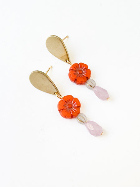 Romantic Flower Stud Earrings with Boho Charm for Winter