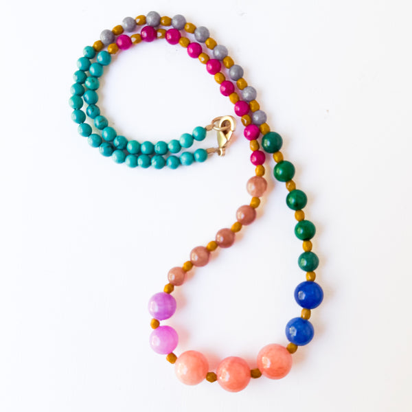 Colorful Statement Beaded Necklace – Multicolor Boho Jewelry