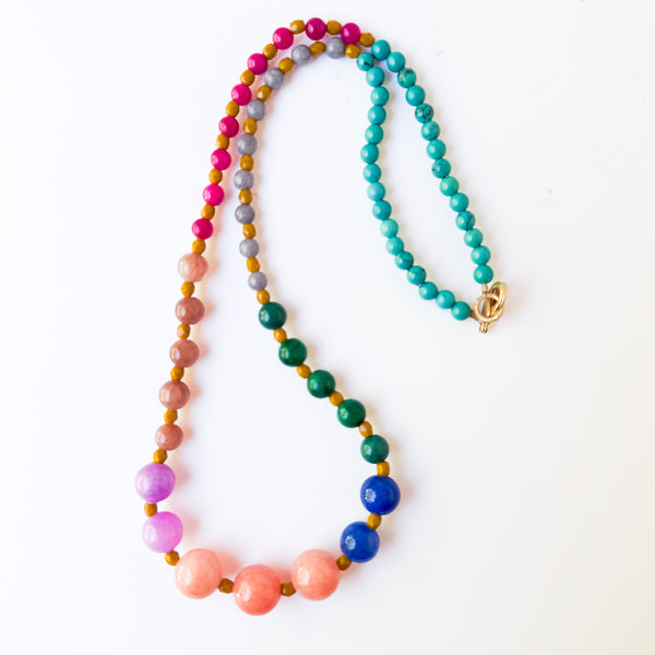 Colorful Statement Beaded Necklace – Multicolor Boho Jewelry