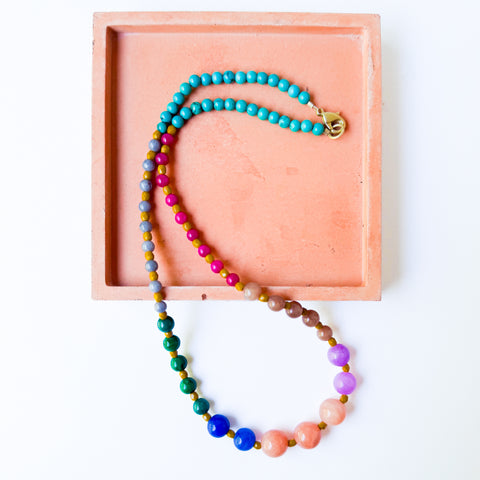 Colorful Statement Beaded Necklace – Multicolor Boho Jewelry