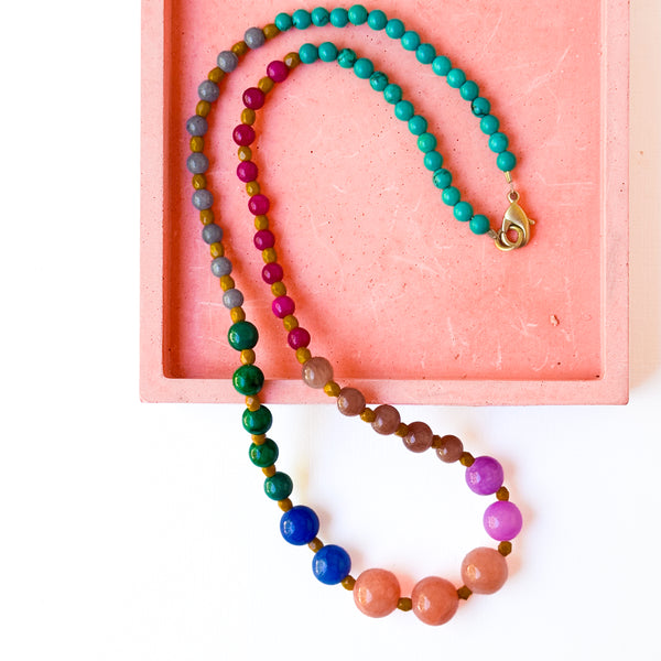 Colorful Statement Beaded Necklace – Multicolor Boho Jewelry