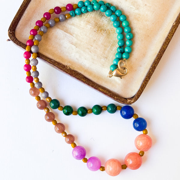 Colorful Statement Beaded Necklace – Multicolor Boho Jewelry