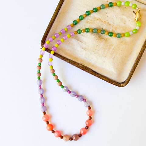 Mountain Jade & Green Glass Bead Necklace – Small Beads