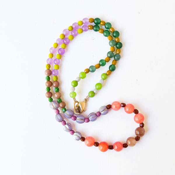 Mountain Jade & Green Glass Bead Necklace – Small Beads