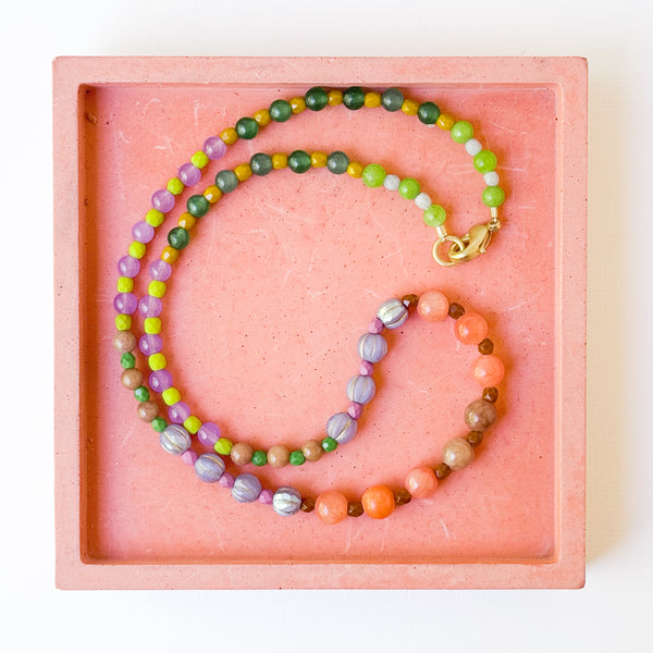 Mountain Jade & Green Glass Bead Necklace – Small Beads