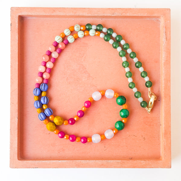 Delicate Colorful Beaded Necklace – Multicolor Boho Jewelry