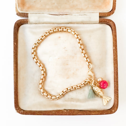 Christmas Gold Fish Charm Bracelet