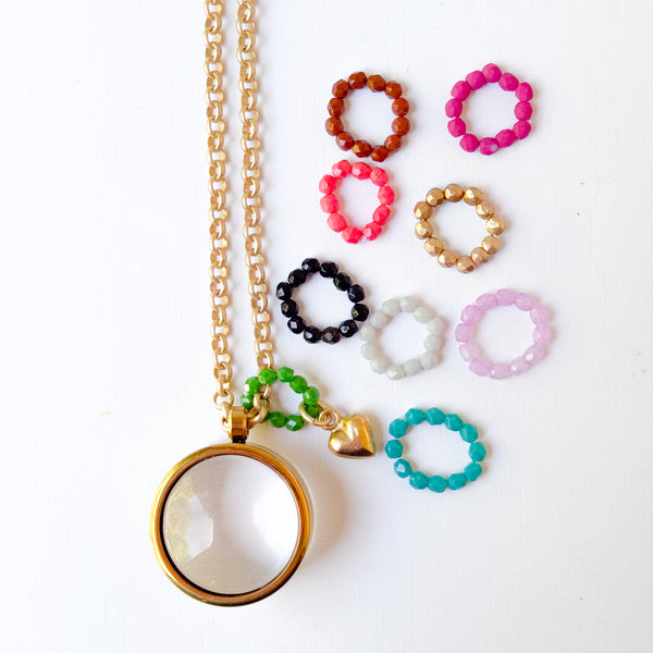 Gold Keepsake Pendant Necklace with Glass Locket & Heart Charm