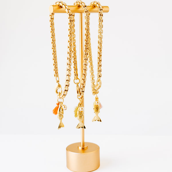 24K Gold Fish Charm Bracelet – Charm Jewelry for Women