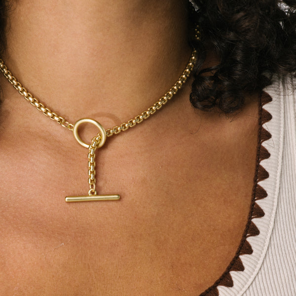 Thick Venetian Style Gold Chain Necklace With Toggle