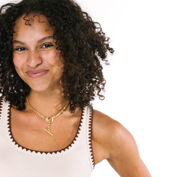 Thick Gold Box Chain Necklace With Toggle