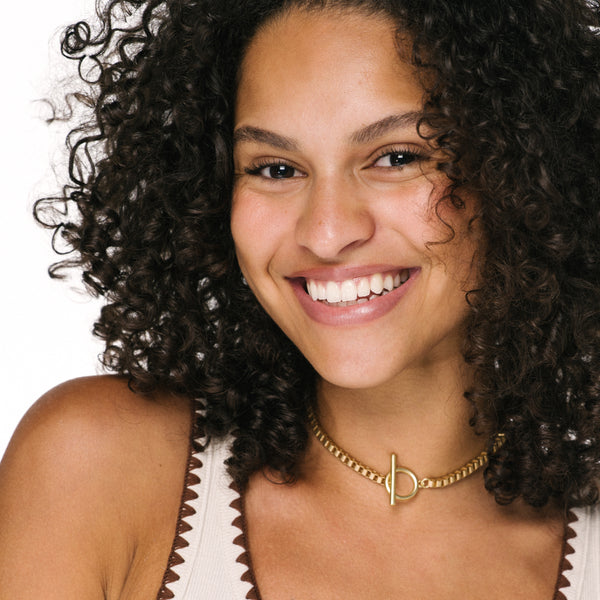 Thick Gold Box Chain Necklace With Toggle