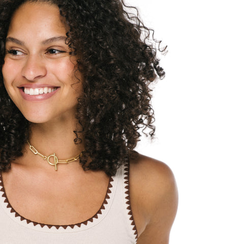 Paperclip  Gold Chain Necklace With Toggle