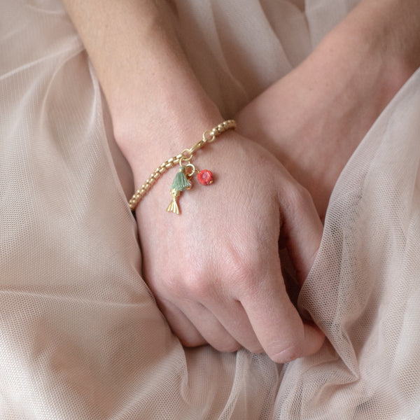 Christmas Gold Fish Charm Bracelet