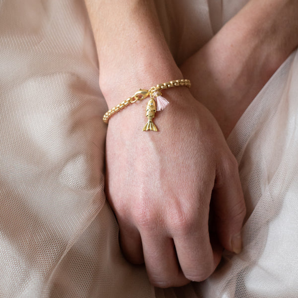 24K Gold Fish Charm Bracelet – Charm Jewelry for Women