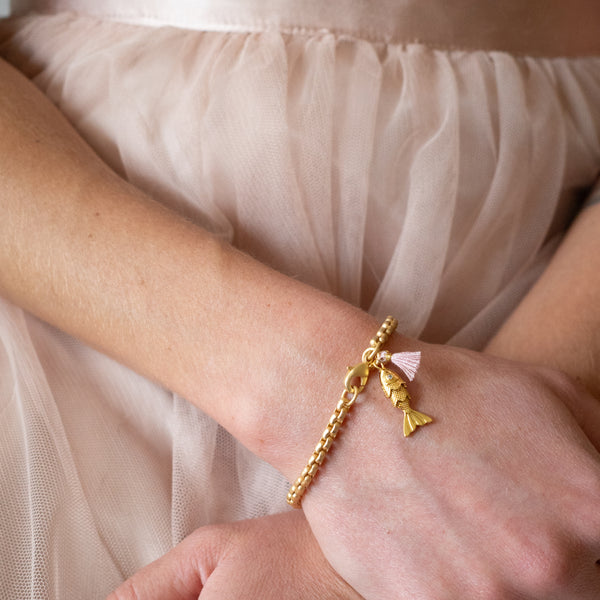 24K Gold Fish Charm Bracelet – Charm Jewelry for Women