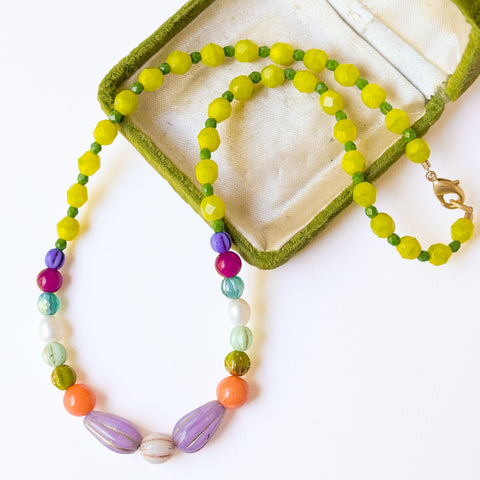Colorful Beaded Statement Necklace | Freshwater Pearl