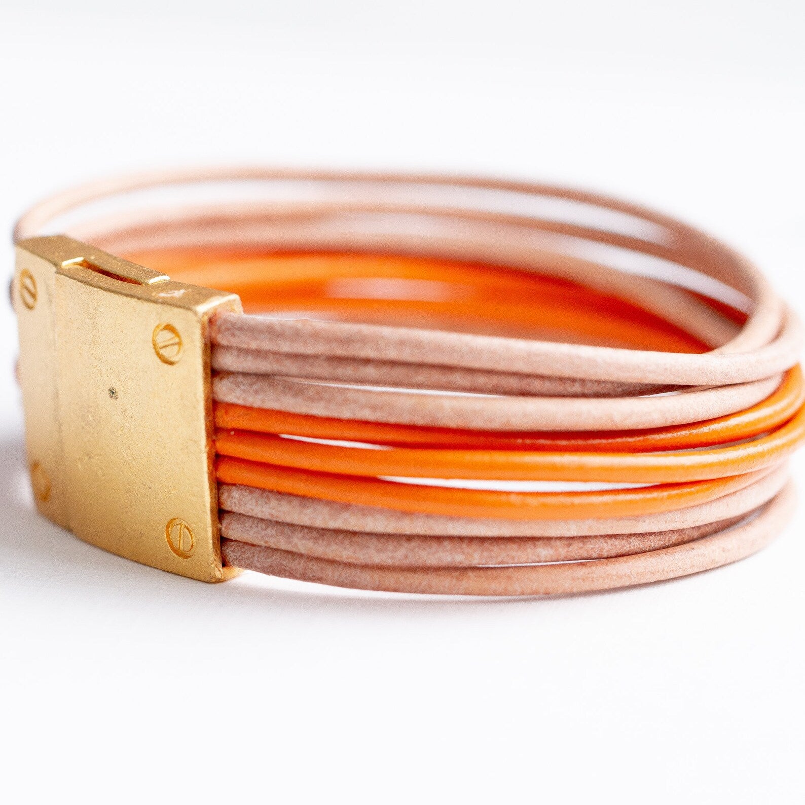 Leather Bracelet with Magnetic Gold Plated Clasp - Nest Pretty Things