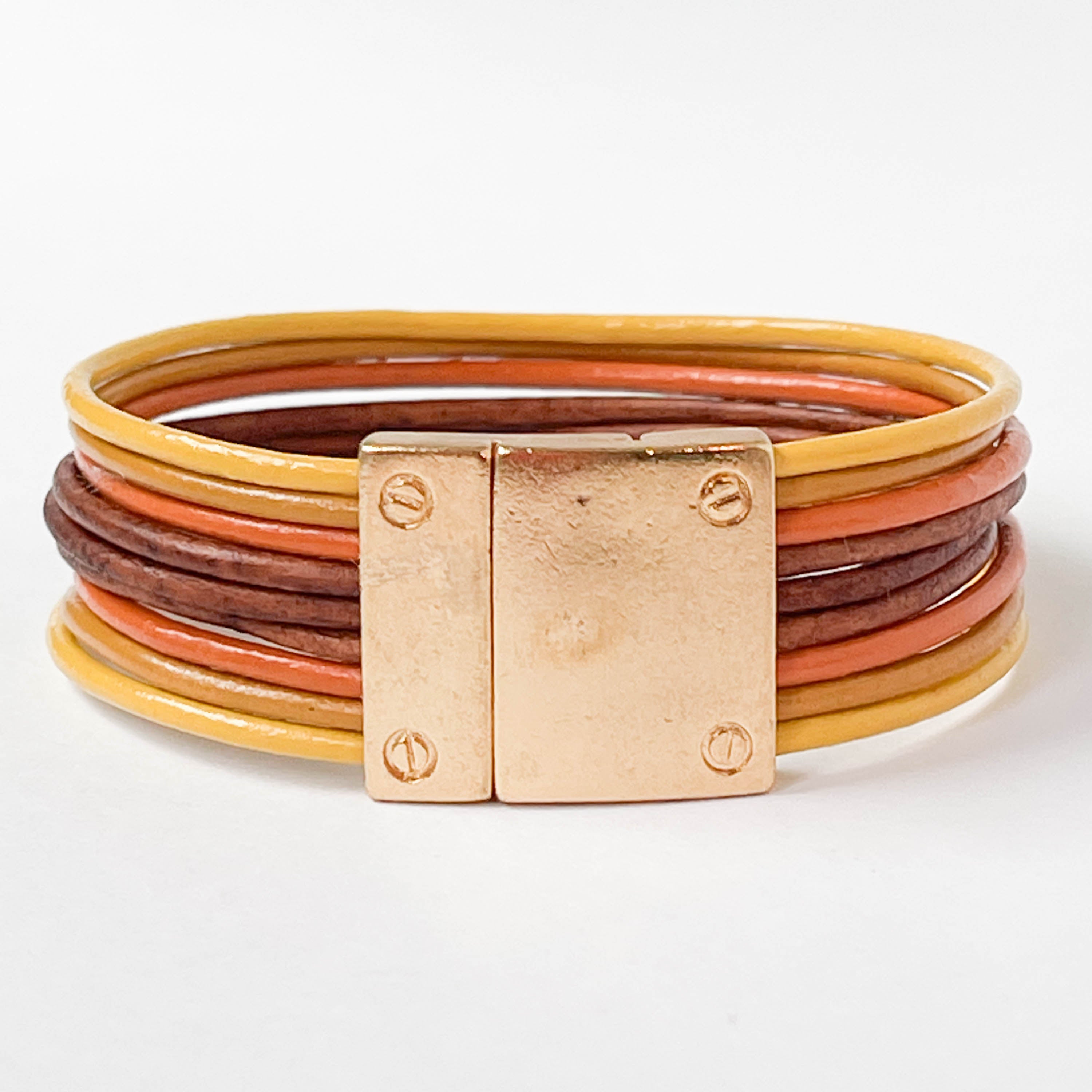 Leather Bracelet with Magnetic Gold Plated Clasp - Nest Pretty Things