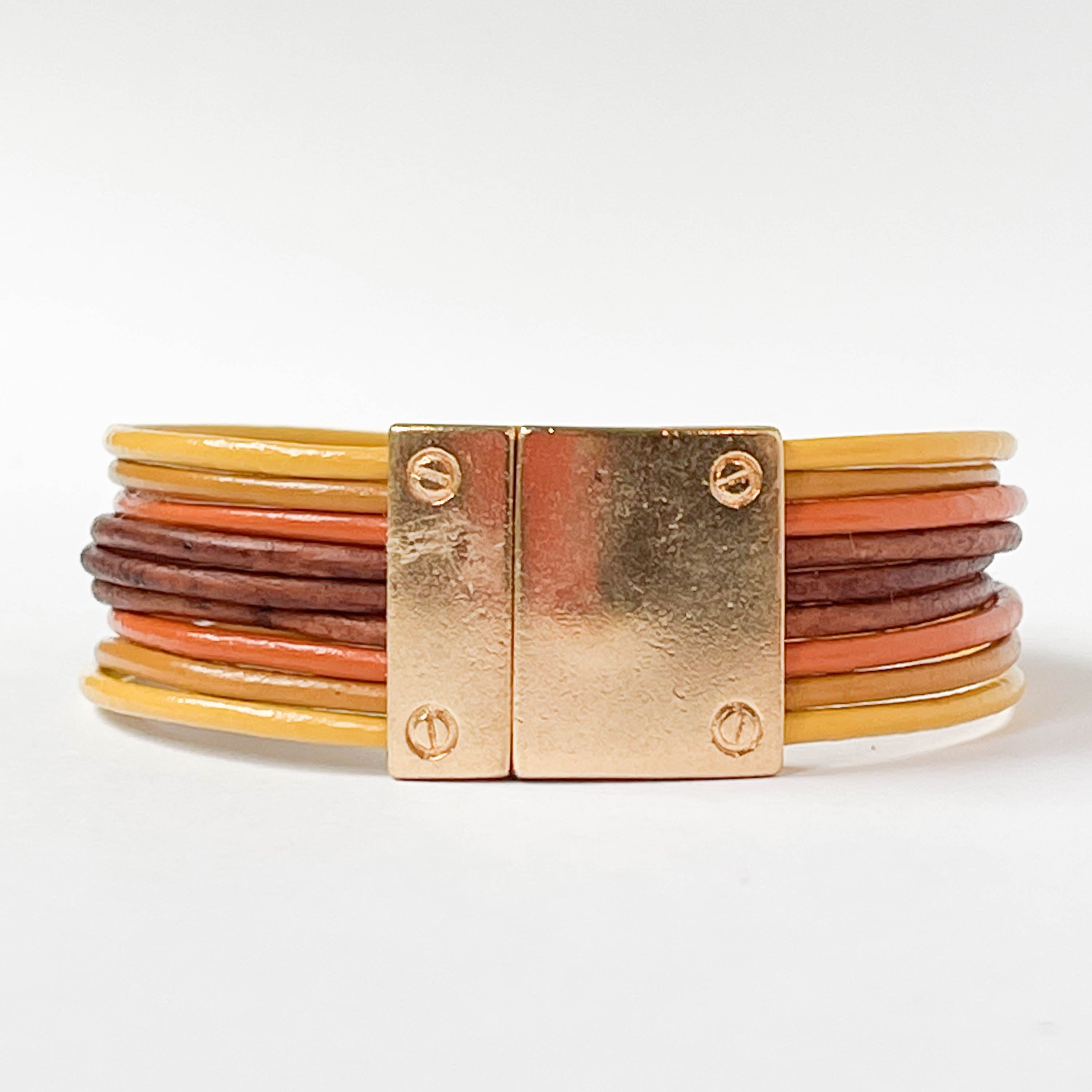 Leather Bracelet with Magnetic Gold Plated Clasp - Nest Pretty Things