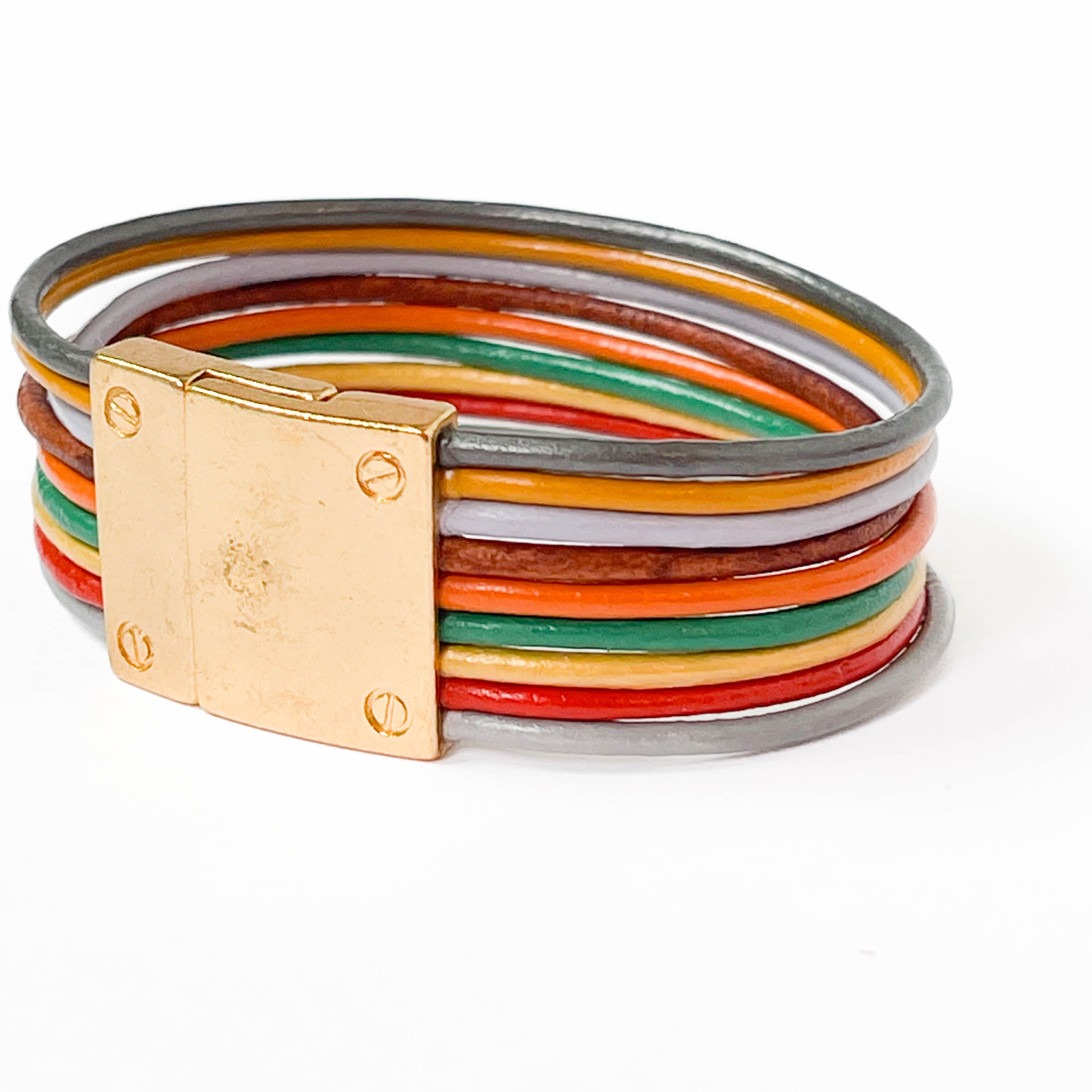 Leather Bracelet with Magnetic Gold Plated Clasp - Nest Pretty Things