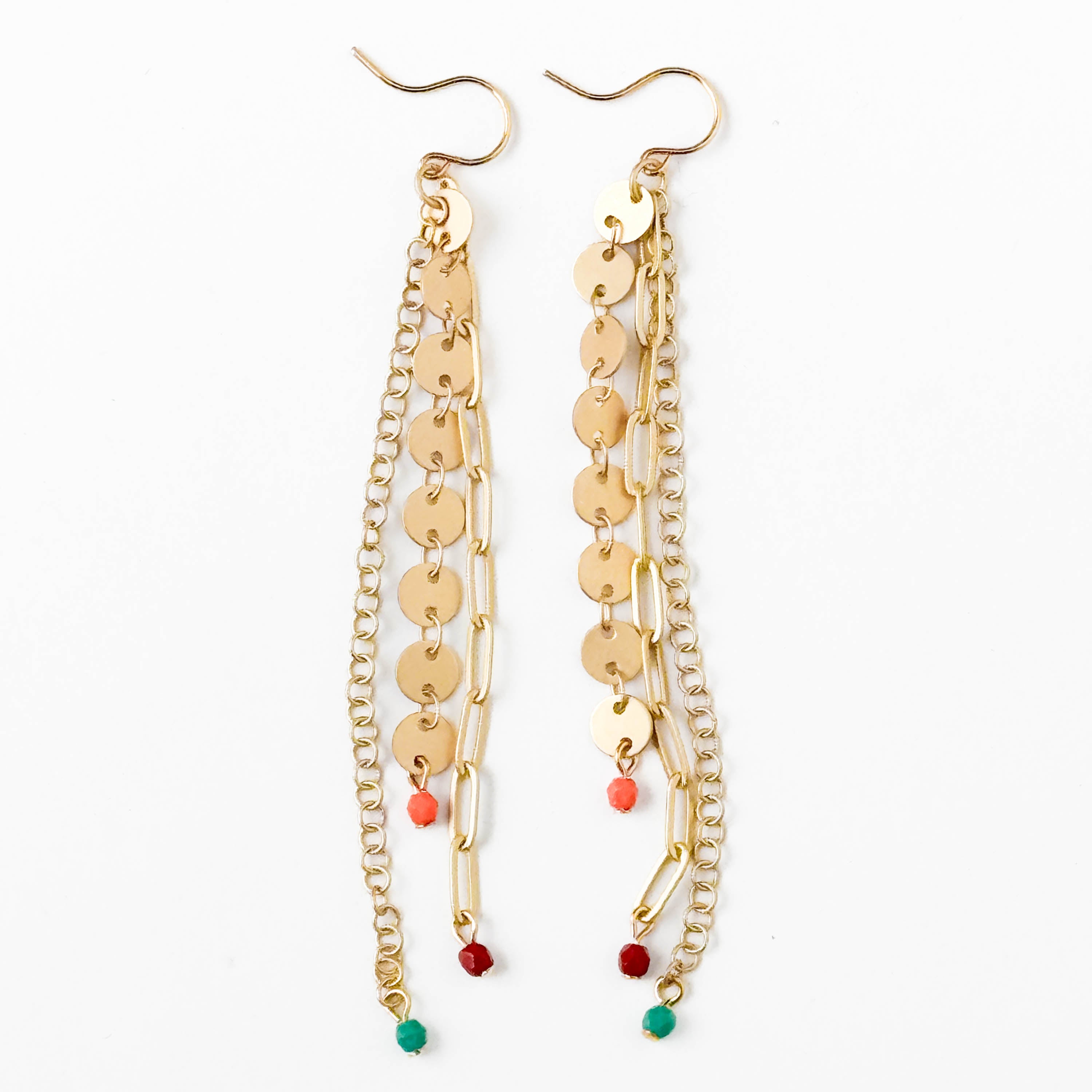 Long Gold Chain Earrings with Tiny Beads