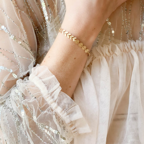 Adjustable Gold Chevron and circle Chain bracelet