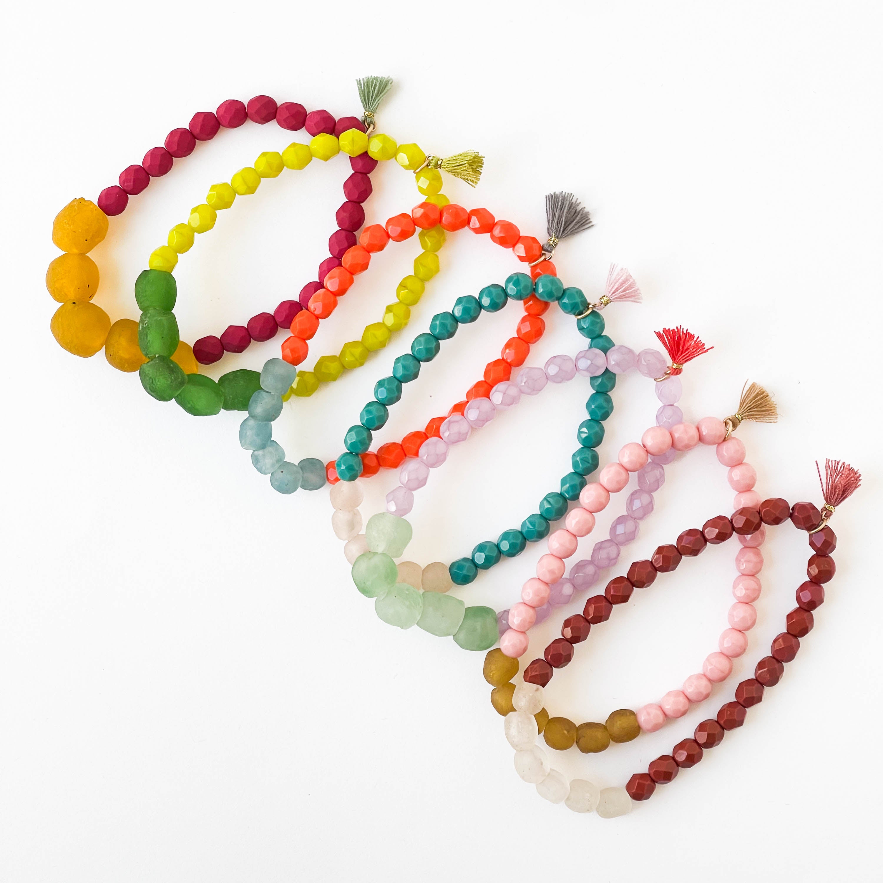 Nailo Pattern Recycled Glass Bead Bracelet