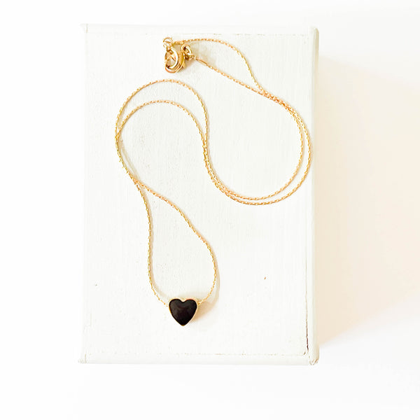 Black Heart Gold Filled Necklace