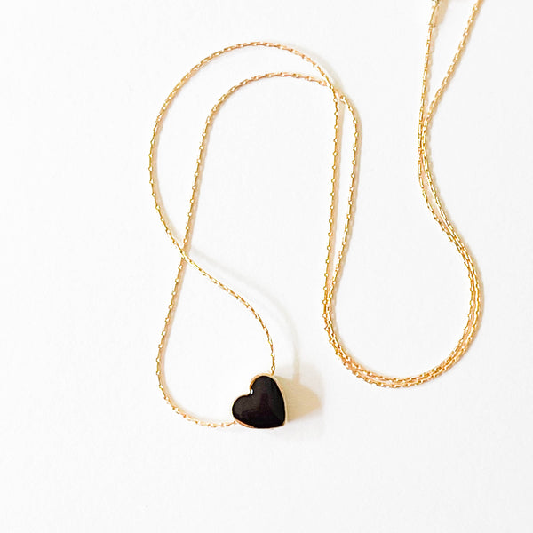 Black Heart Gold Filled Necklace