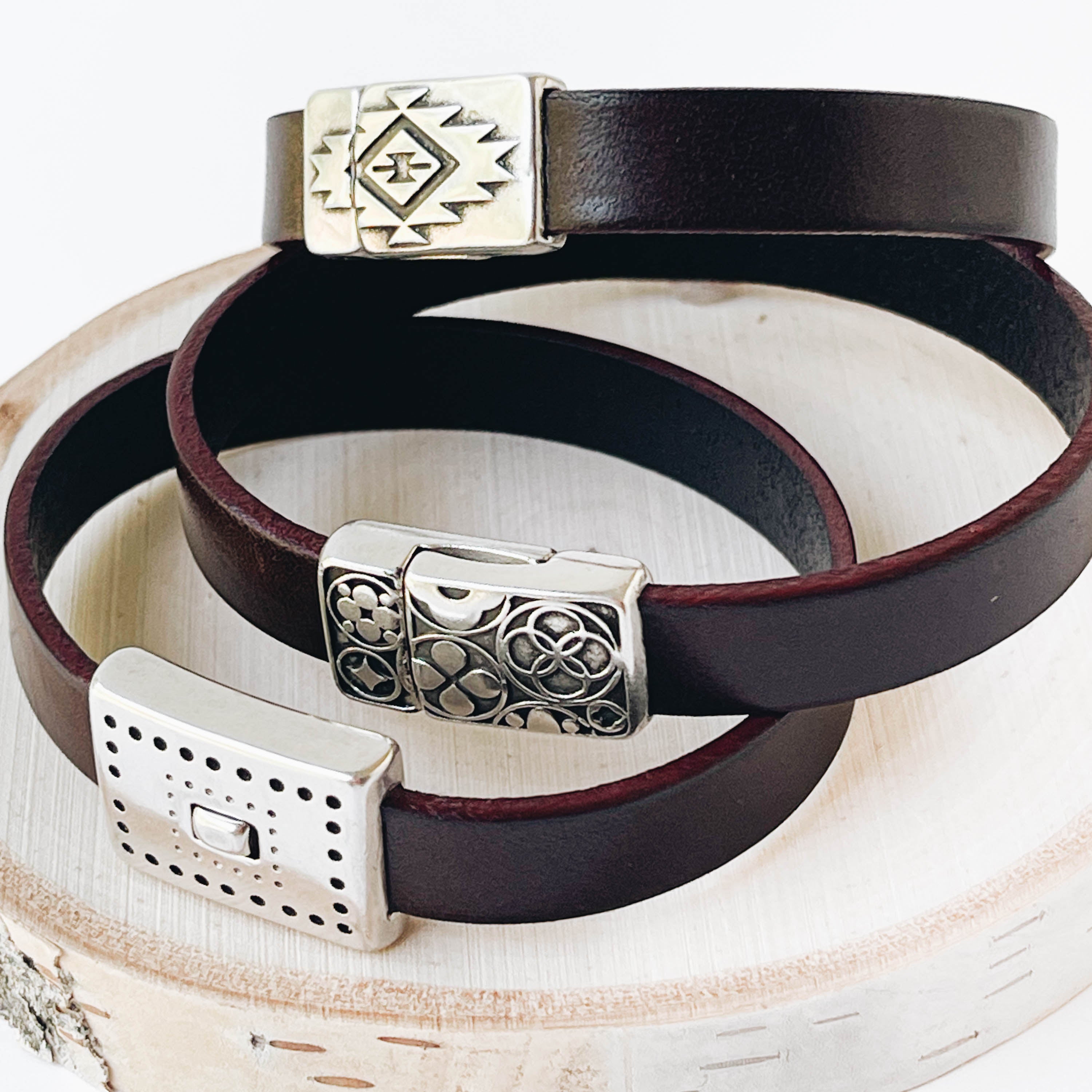 Confidence Double • Leather Bracelet | INMIND Handcrafted Jewellery Leather Bracelet, Double Wrap Stainless Steel Magnetic Clasp