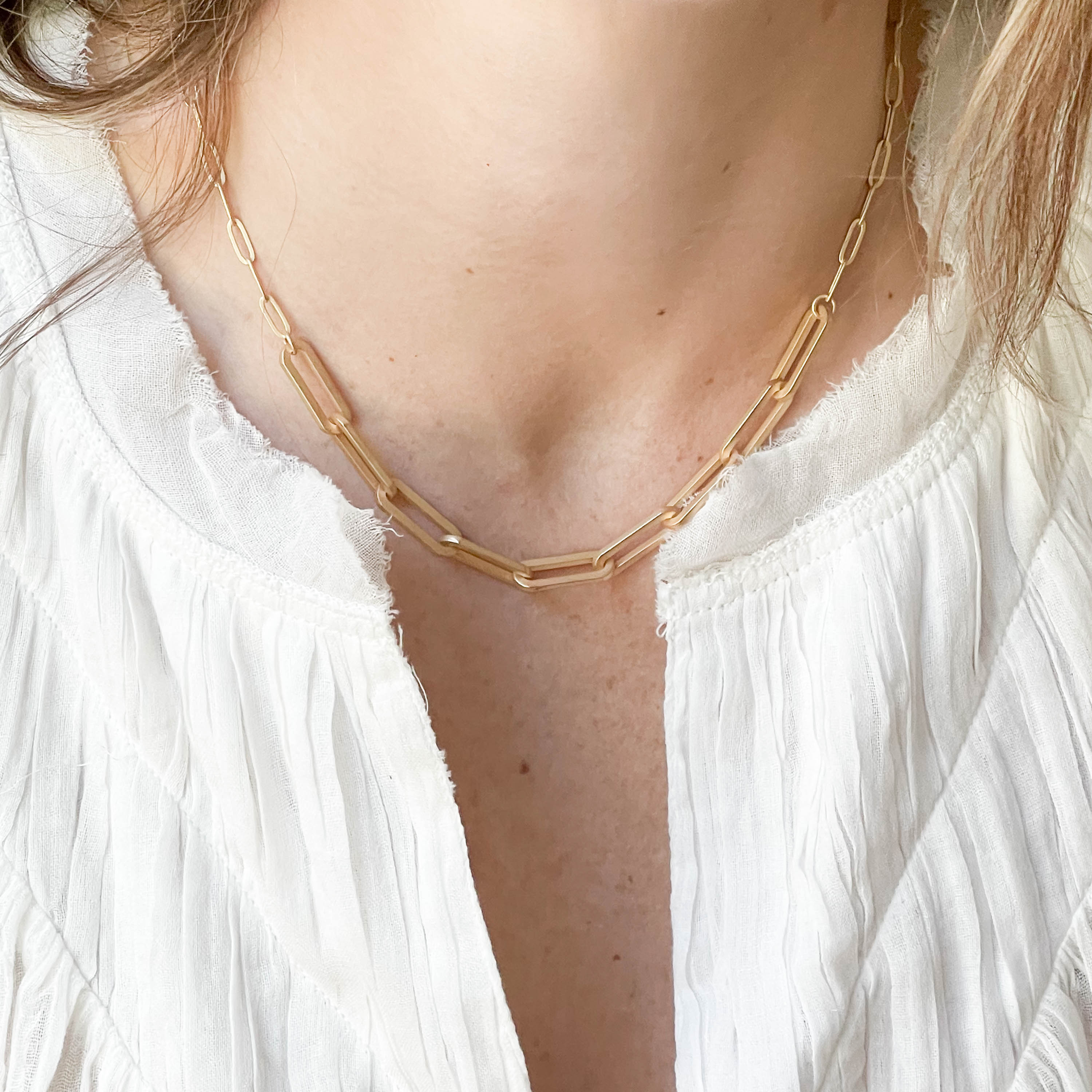 Paperclip Necklace Gold W