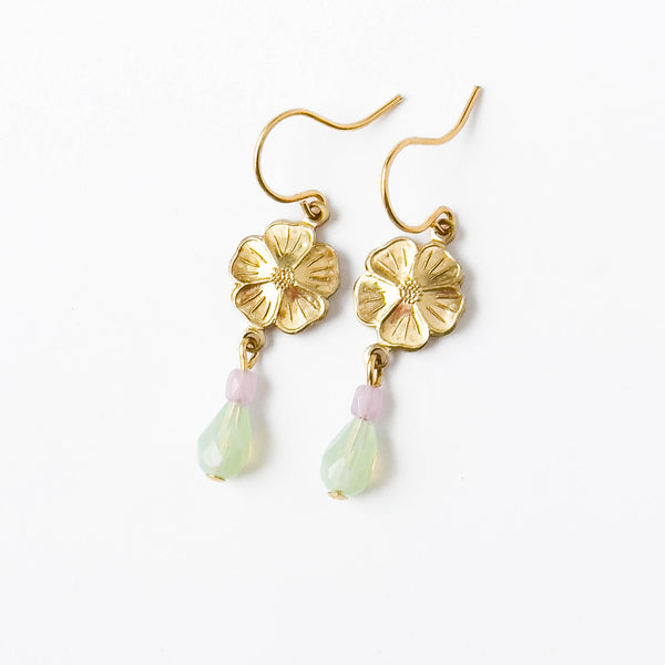 Small Flower Earrings With Beads