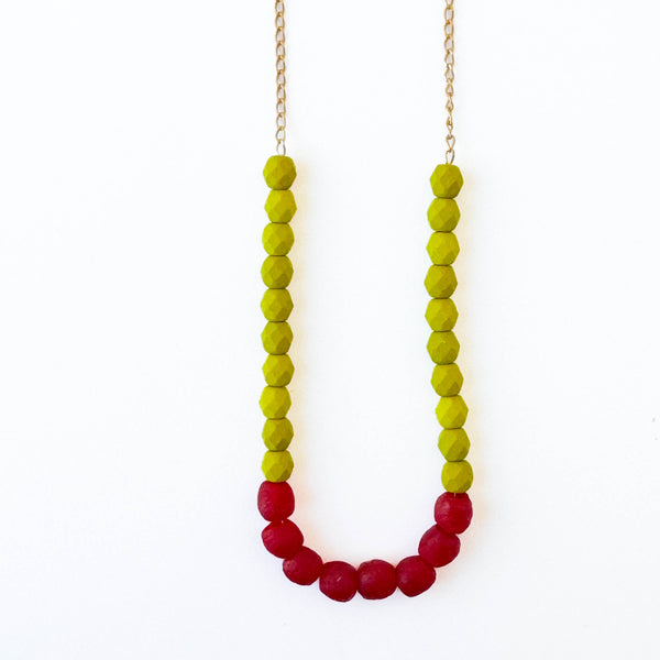 Recycled Glass And Bead Necklace