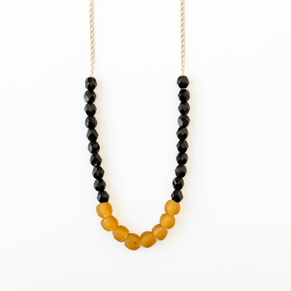 Recycled Glass And Bead Necklace
