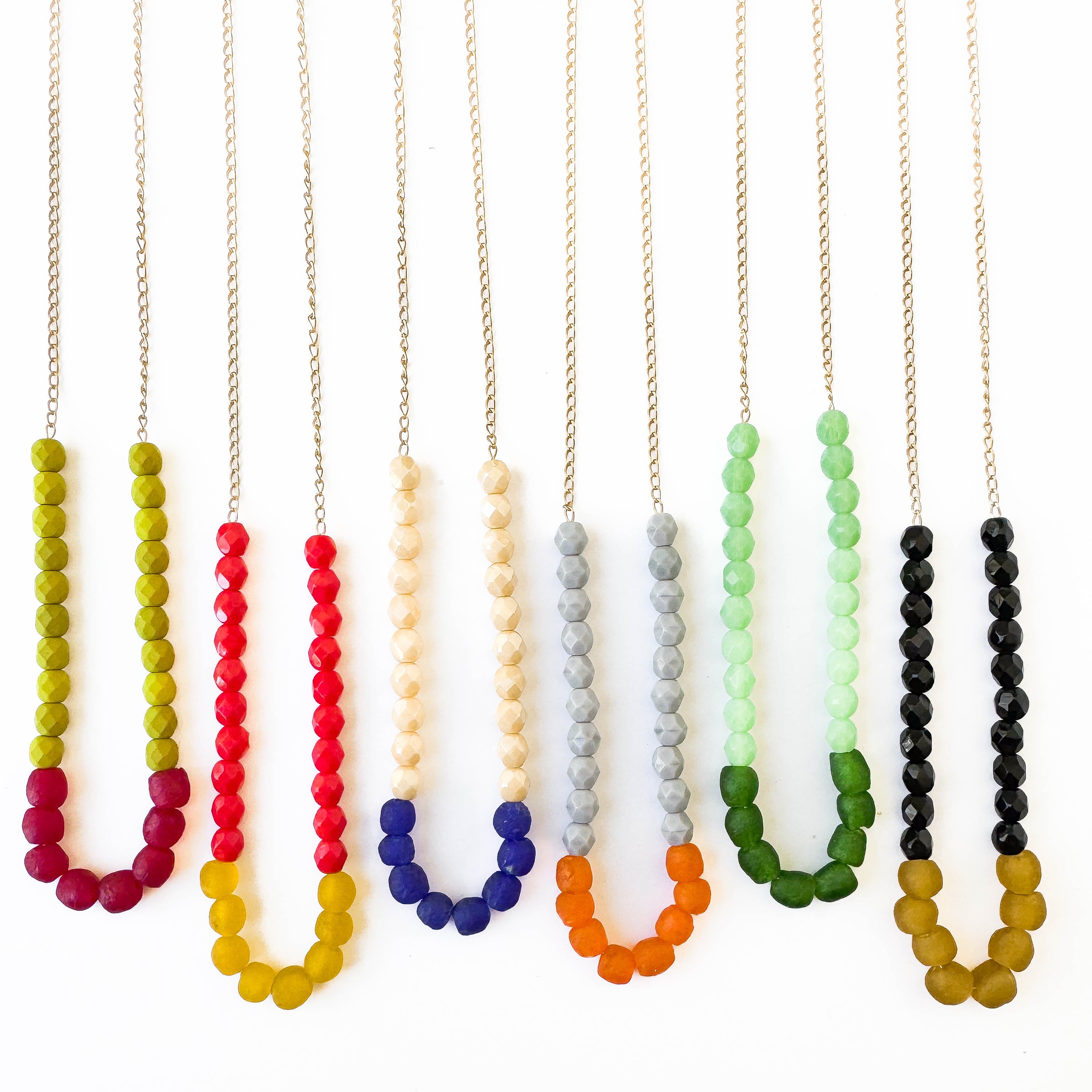 Recycled Glass And Bead Necklace - Main Image