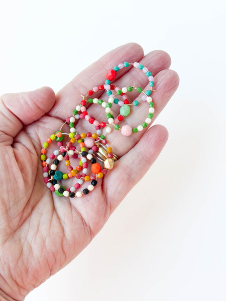 Colorful Gold Filled Hoops with Beads