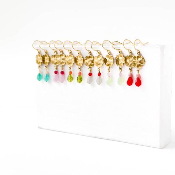 Small Flower Earrings With Beads