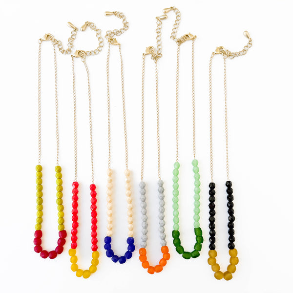 Recycled Glass And Bead Necklace