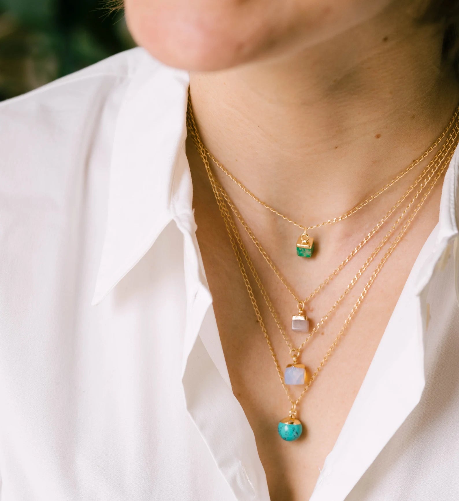 Dainty gemstone necklace deals