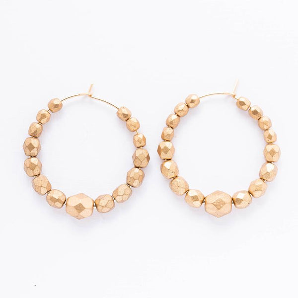 Gold Bead Hoops