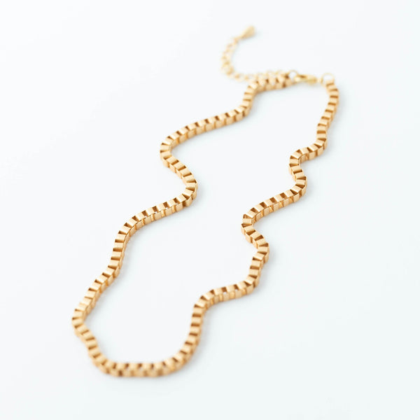 Matte Gold Box Chain Necklace