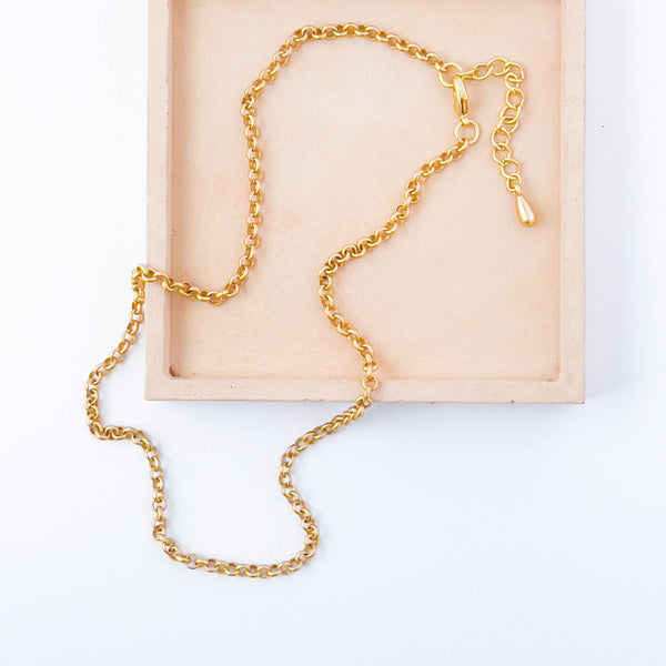 Matte Gold small Rolo Chain Necklace