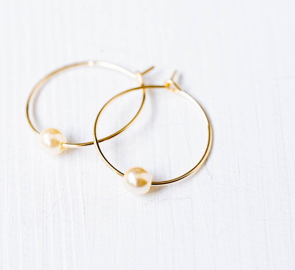 Mini pearl Gold Filled Hoops 