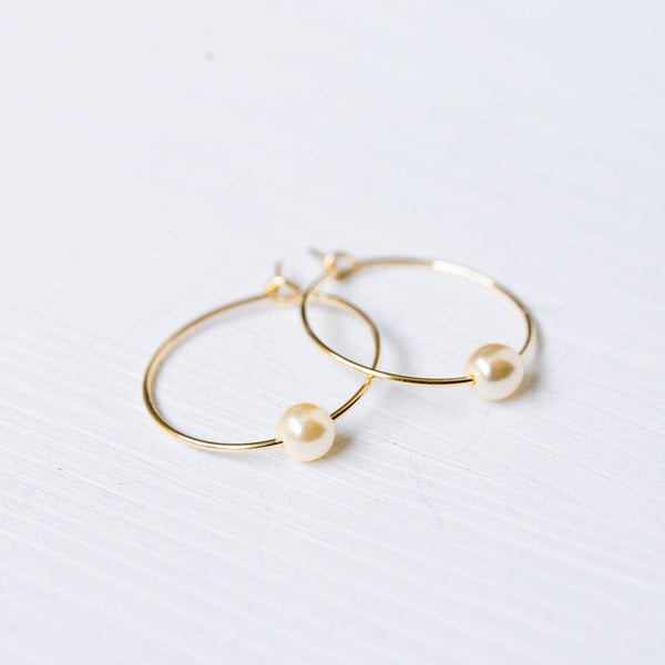Mini pearl Gold Filled Hoops 