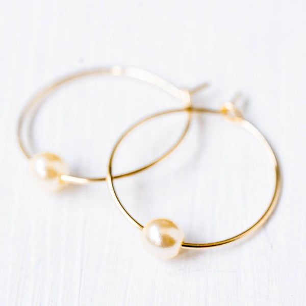 Mini pearl Gold Filled Hoops 