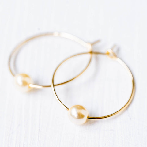 Mini pearl Gold Filled Hoops 