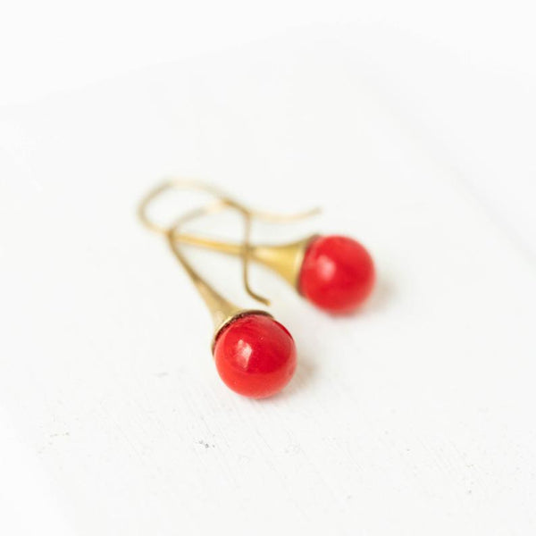 Red Coral Teardrop Earrings