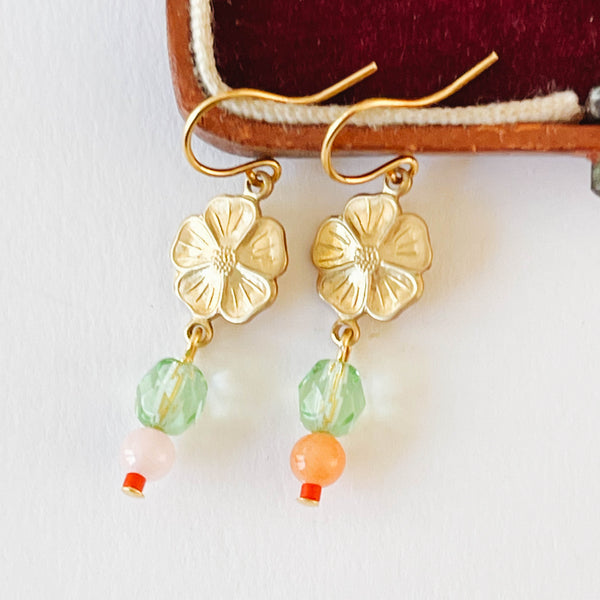 Small Flower And Bead Earrings